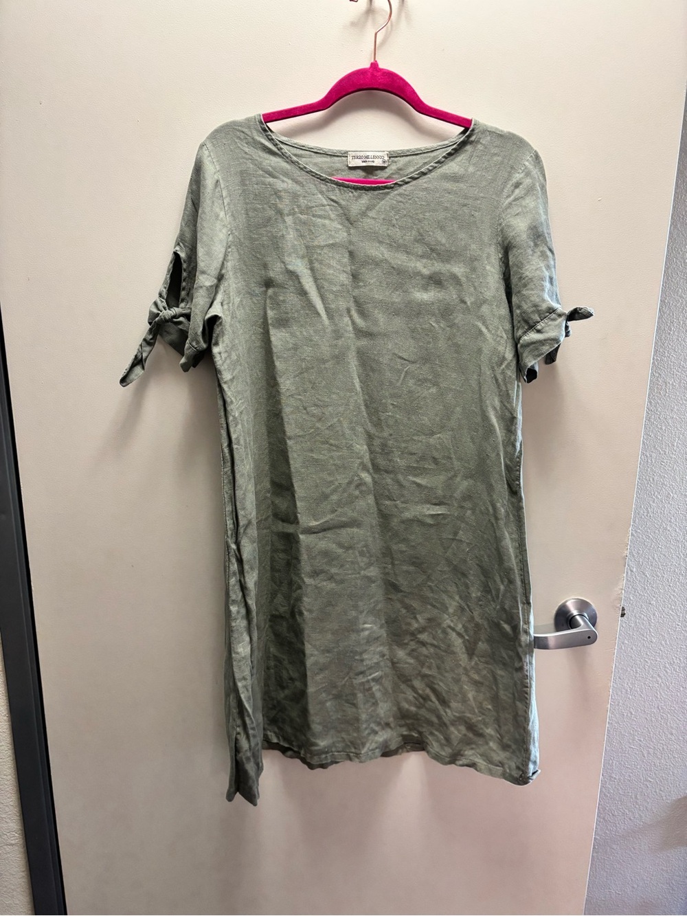 Terzo Millennio Olive Green 100% Linen dress